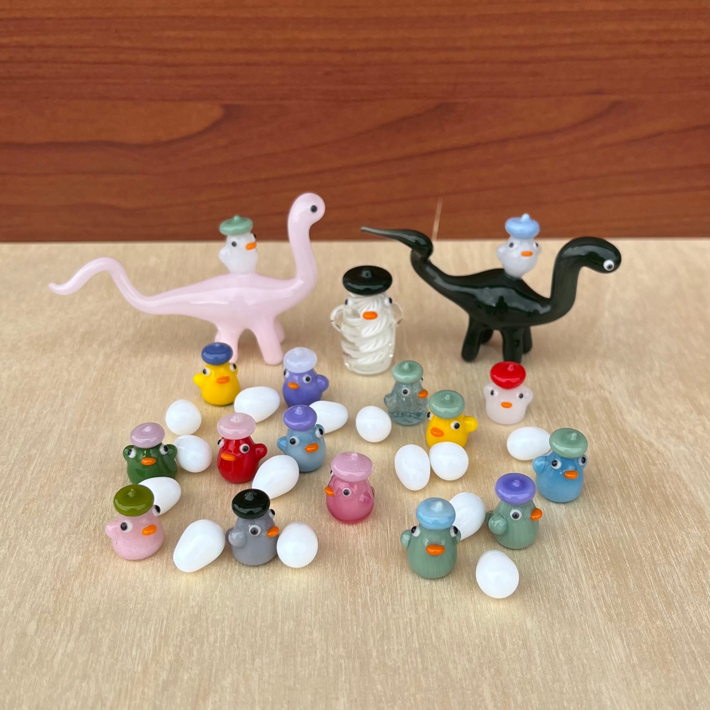 Commission for Muneera: Eggs, Personalized Mini Ducks, Dinos, Latticino Duck, and Boxes