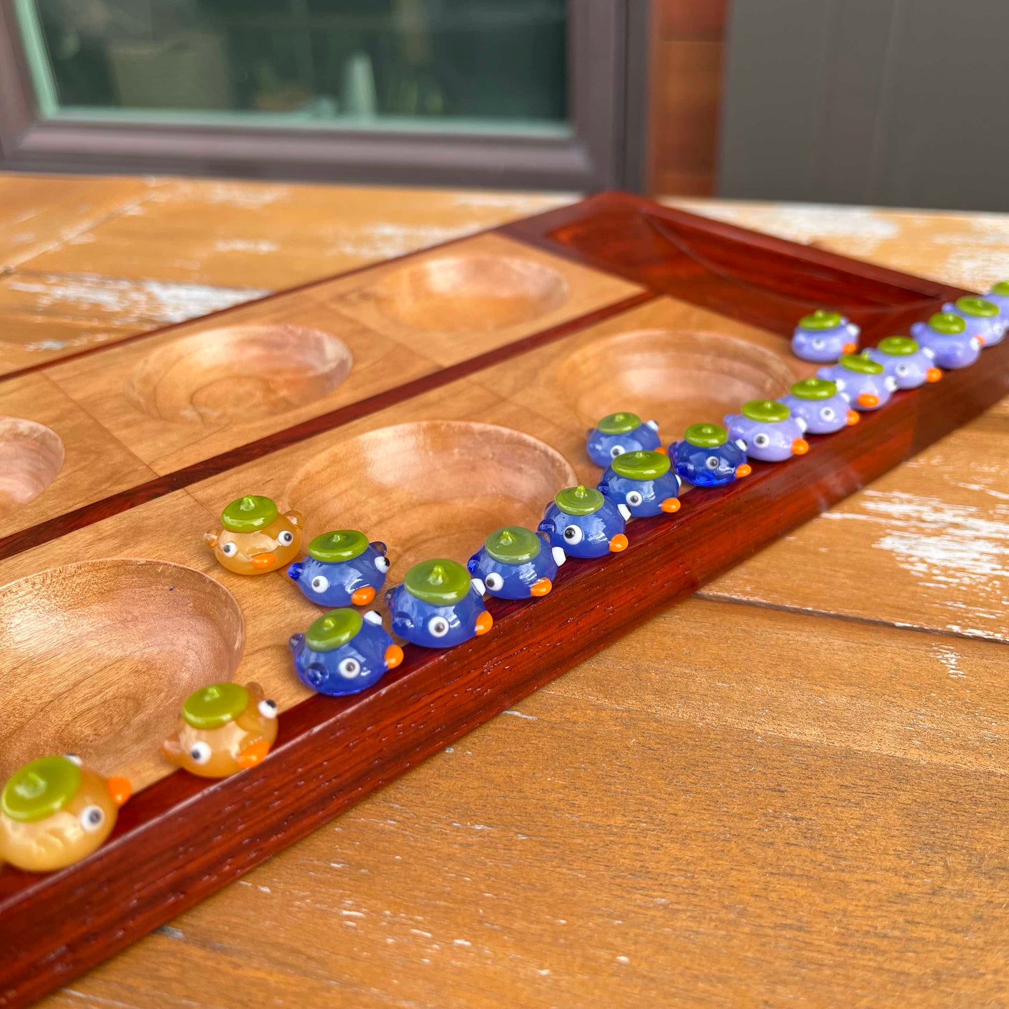 Mancala ducks: set of 48 glass ducks