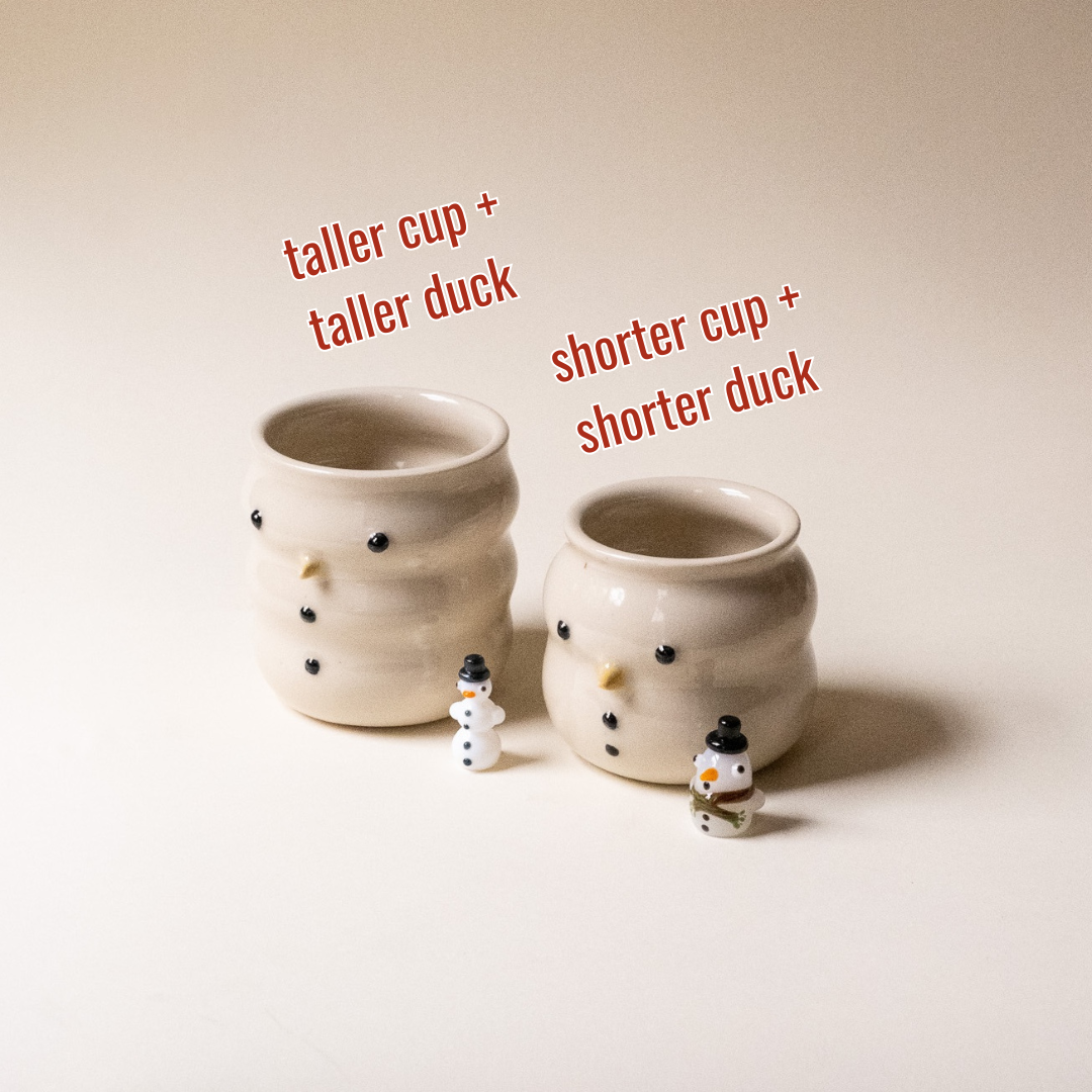 Jess Guatney Studio x Jackie's Glass Collab: Snowman Cup + Duck Set